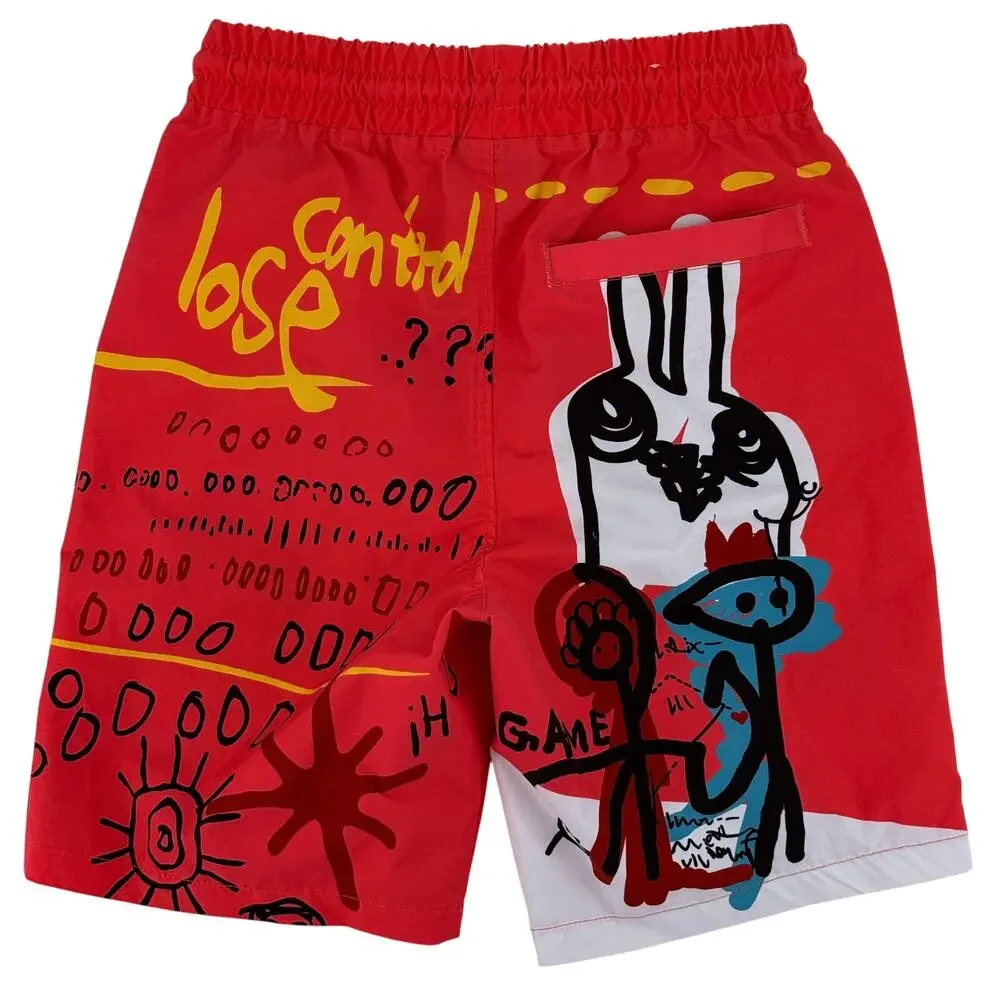 Rebel Minds Boys Sz M 10/12 Graphic Swim Trunks Abstract Drawstring Shorts